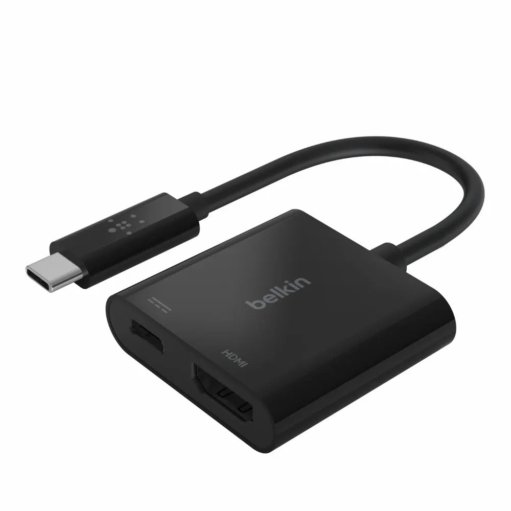 Belkin USB-C to HDMI + Charge Adapter - Black (AVC002btBK), 4K 60Hz Video, 60W Power Delivery, Co...