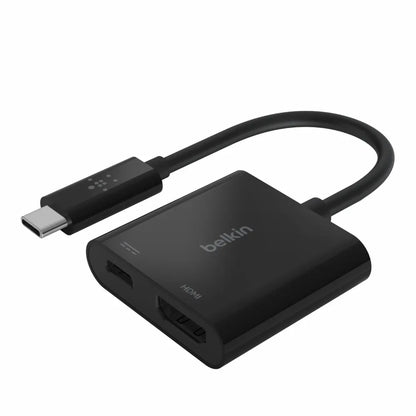 Belkin USB-C to HDMI + Charge Adapter - Black (AVC002btBK), 4K 60Hz Video, 60W Power Delivery, Co...