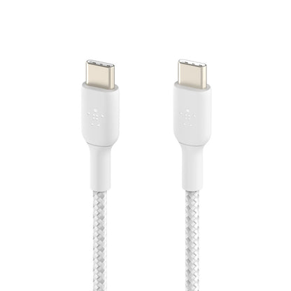 Belkin BoostCharge Braided USB-C to USB-C Cable (1M) - White (CAB004bt1MWH), 3A/60W, 480Mbps, 30K... - Image 2