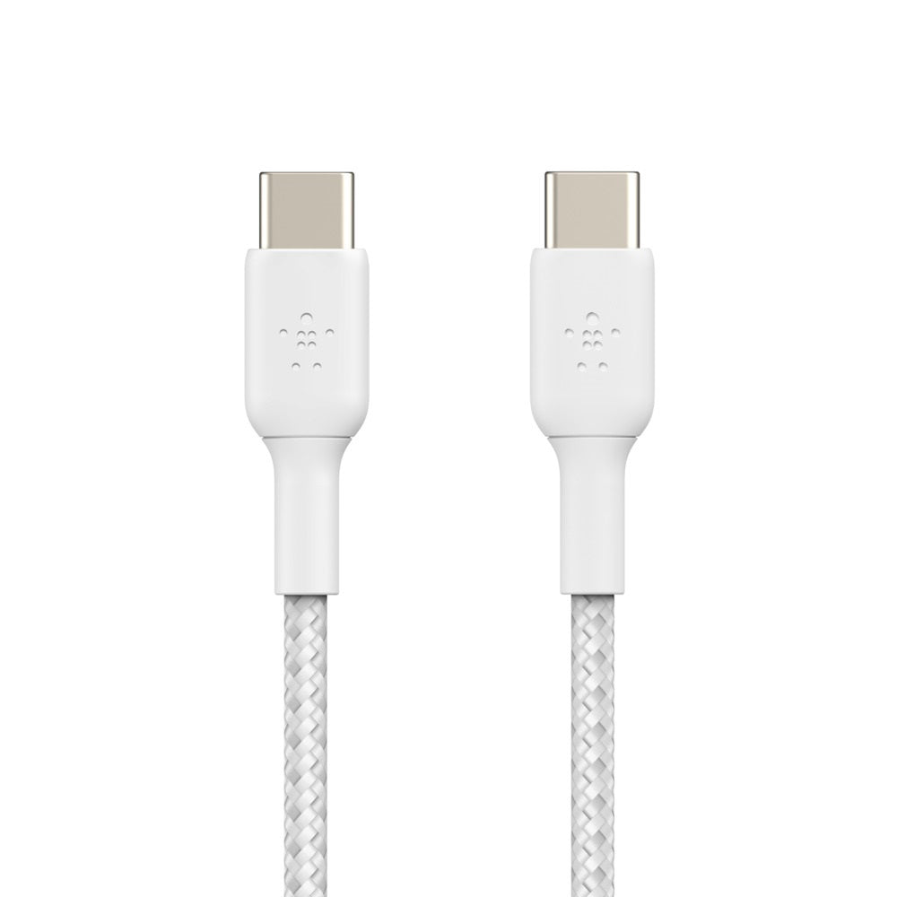 Belkin BoostCharge Braided USB-C to USB-C Cable (1M) - White (CAB004bt1MWH), 3A/60W, 480Mbps, 30K... - Image 3