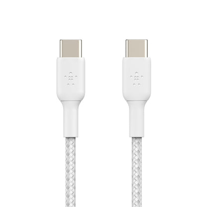 Belkin BoostCharge Braided USB-C to USB-C Cable (1M) - White (CAB004bt1MWH), 3A/60W, 480Mbps, 30K... - Image 3