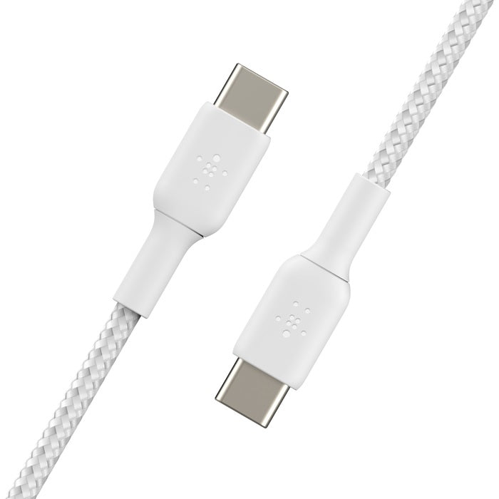 Belkin BoostCharge Braided USB-C to USB-C Cable (1M) - White (CAB004bt1MWH), 3A/60W, 480Mbps, 30K... - Image 4