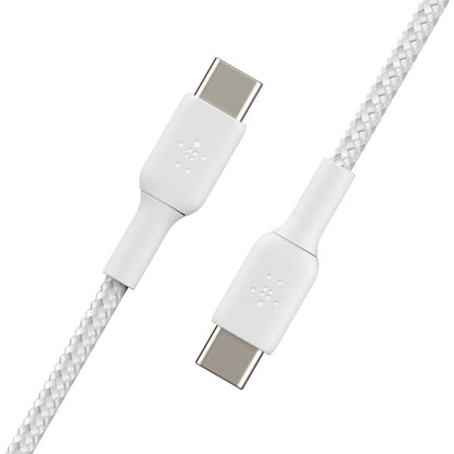 Belkin BoostCharge Braided USB-C to USB-C Cable (1M) - White (CAB004bt1MWH), 3A/60W, 480Mbps, 30K... - Image 4