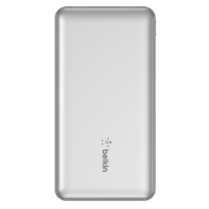 Belkin BoostCharge 10k mAh Power Bank (Triple-Port) + USB-C to USB-A Cable - Silver (BPB011btSL),...