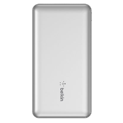 Belkin BoostCharge 10k mAh Power Bank (Triple-Port) + USB-C to USB-A Cable - Silver (BPB011btSL),...