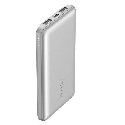 Belkin BoostCharge 10k mAh Power Bank (Triple-Port) + USB-C to USB-A Cable - Silver (BPB011btSL),... - Image 2