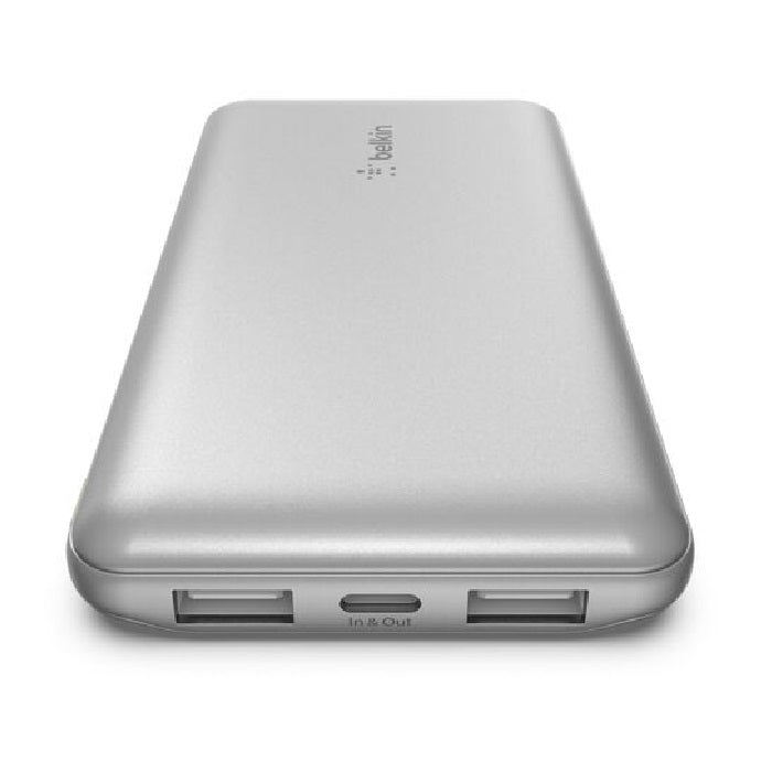 Belkin BoostCharge 10k mAh Power Bank (Triple-Port) + USB-C to USB-A Cable - Silver (BPB011btSL),... - Image 3