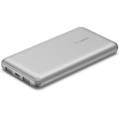 Belkin BoostCharge 10k mAh Power Bank (Triple-Port) + USB-C to USB-A Cable - Silver (BPB011btSL),... - Image 4