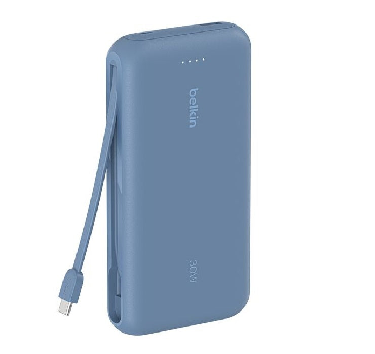 Belkin BoostCharge 20K mAh Power Bank With Integrated USB-C Cable - Blue (BPB024fqBL), 30W, 2xUSB... - Image 2
