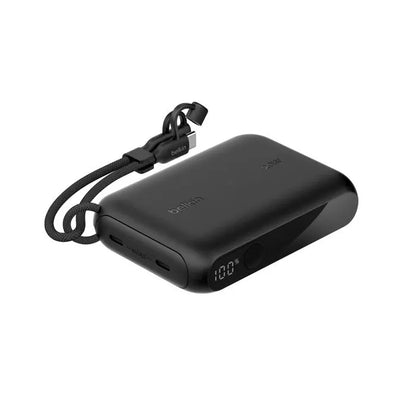 Belkin BoostCharge 10K mAh Power Bank with Display w/ Integrated  USB-C Cable 60W(15cm)- Black(BP...