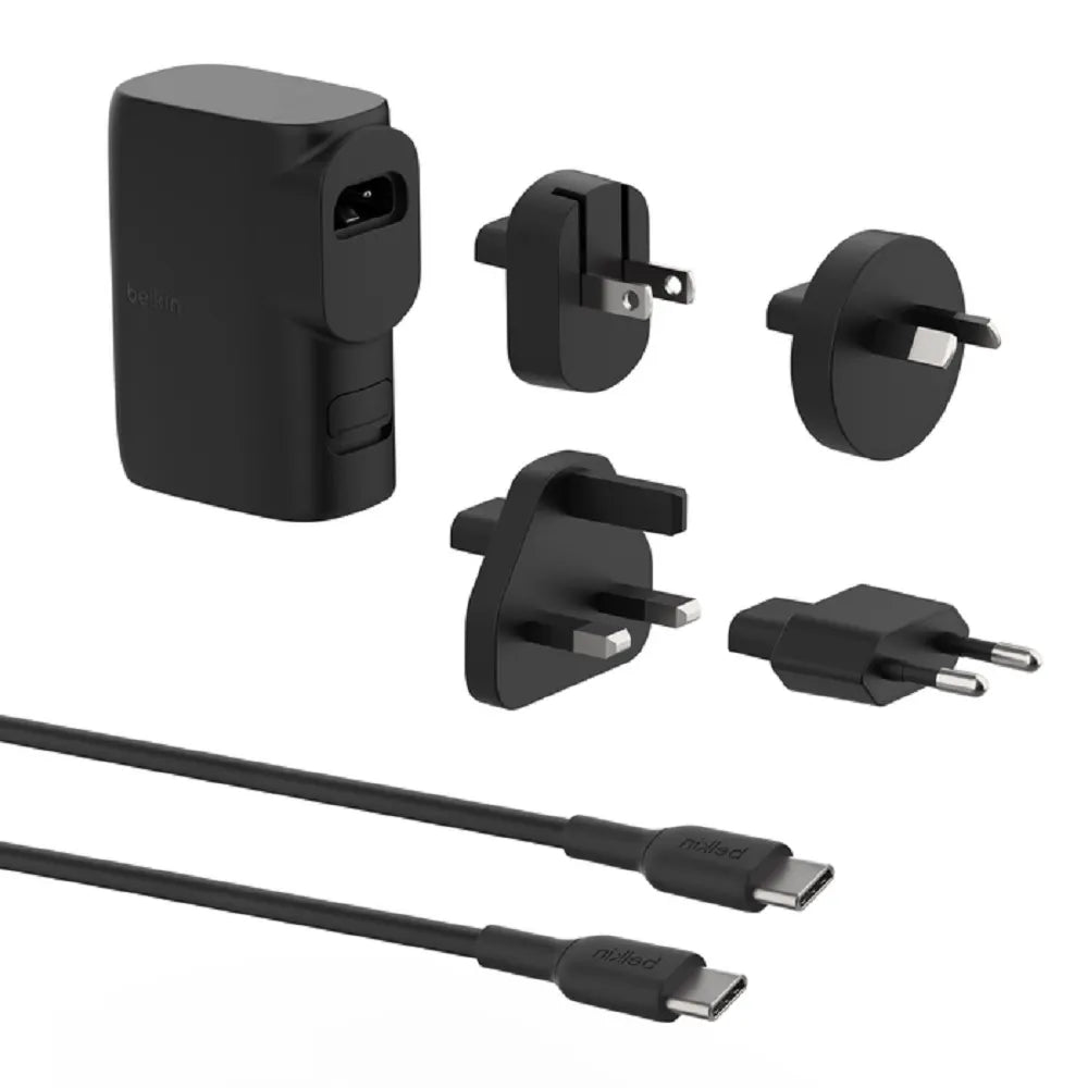 Belkin BoostCharge Hybrid 25W Wall Charger+5k mAh Power Bank(20W)+Tavel Adapter Kit -Black(BPZ003...