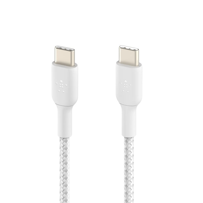Belkin BoostCharge Braided USB-C to USB-C Cable (1M) (Pack of 2) - White (CAB004bt1MWH2PK), 3A/60... - Image 2