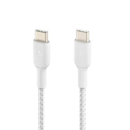Belkin BoostCharge Braided USB-C to USB-C Cable (1M) (Pack of 2) - White (CAB004bt1MWH2PK), 3A/60... - Image 2