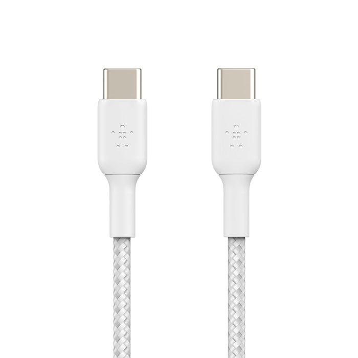 Belkin BoostCharge Braided USB-C to USB-C Cable (1M) (Pack of 2) - White (CAB004bt1MWH2PK), 3A/60... - Image 3