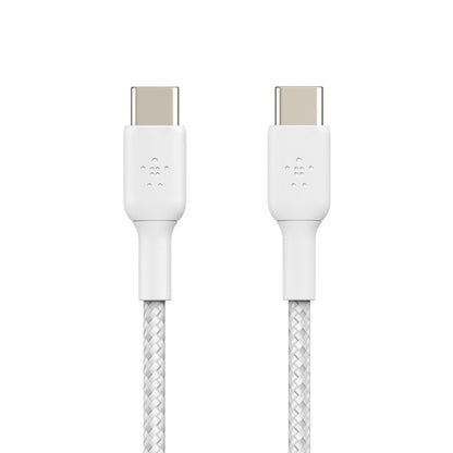 Belkin BoostCharge Braided USB-C to USB-C Cable (1M) (Pack of 2) - White (CAB004bt1MWH2PK), 3A/60... - Image 3