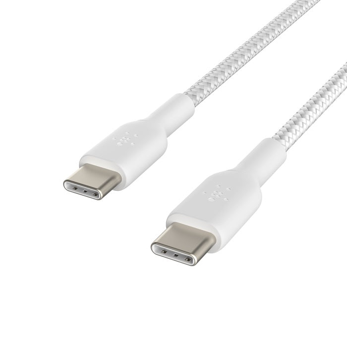 Belkin BoostCharge Braided USB-C to USB-C Cable (1M) (Pack of 2) - White (CAB004bt1MWH2PK), 3A/60... - Image 4