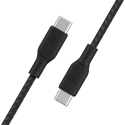 Belkin BoostCharge Braided USB-C to USB-C Cable (3M) - Black (CAB014bt3MBK), 5A/100W, 480Mbps, 30... - Image 2