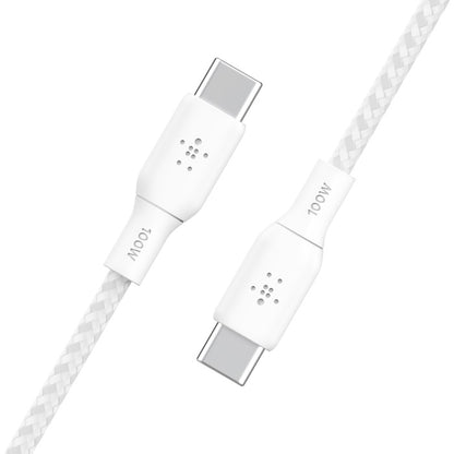 Belkin BoostCharge Braided USB-C to USB-C Cable (3M) - White (CAB014bt3MWH), 5A/100W, 480Mbps, 30... - Image 2