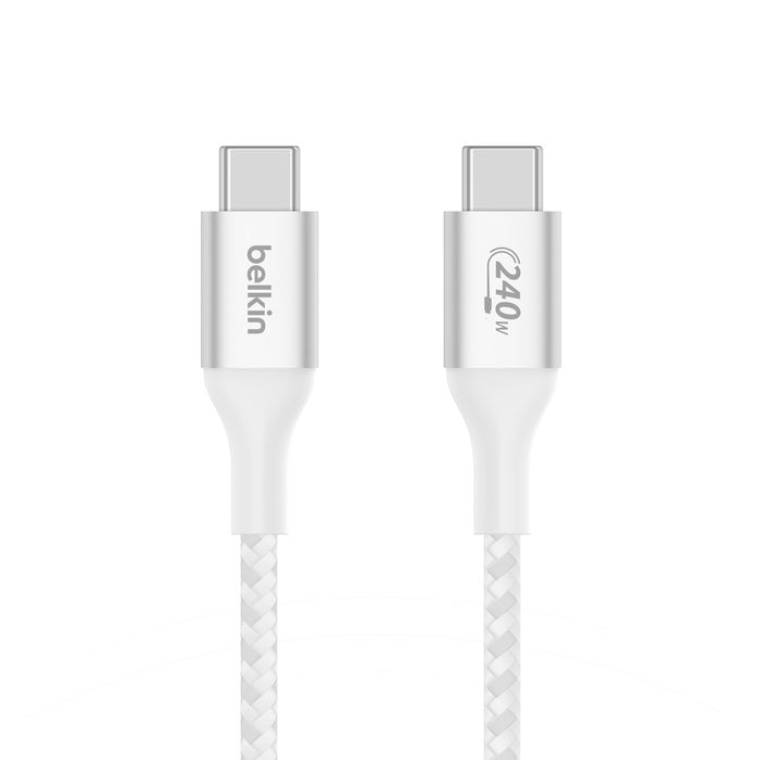 Belkin BoostCharge Braided USB-C to USB-C PD 3.1 Cable (2M) - White (CAB015bt2MWH), 5A/240W, 480M... - Image 2