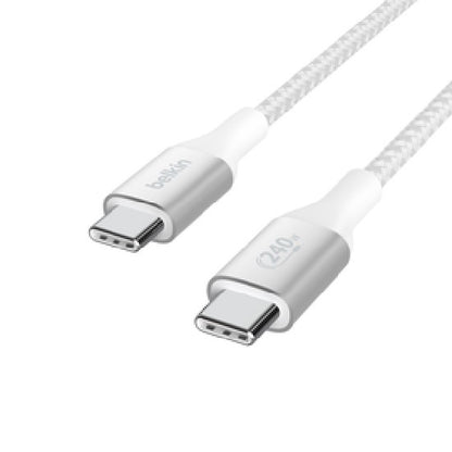 Belkin BoostCharge Braided USB-C to USB-C PD 3.1 Cable (2M) - White (CAB015bt2MWH), 5A/240W, 480M... - Image 3