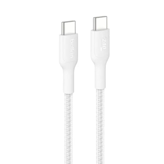 Belkin BoostCharge Pro Braided USB-C to USB-C Cable (1M) - White (CAB025fq1MWH), 5A/240W, 480Mbps...