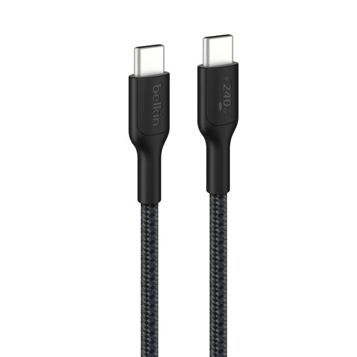 Belkin BoostCharge Pro Braided USB-C To USB-C Cable (2M) - Black (CAB025FQ2MBK), 5A/240W, 480Mbps...
