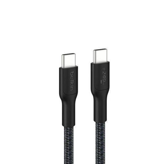 Belkin BoostCharge Pro Braided USB-C to USB-C Cable (3M) - Black (CAB025fq3MBK), 5A/240W, 480Mbps...