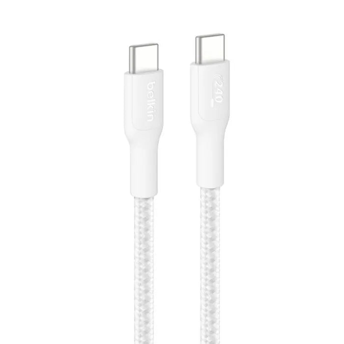 Belkin BoostCharge Pro Braided USB-C to USB-C Cable (3M) - White (CAB025fq3MWH), 5A/240W, 480Mbps...