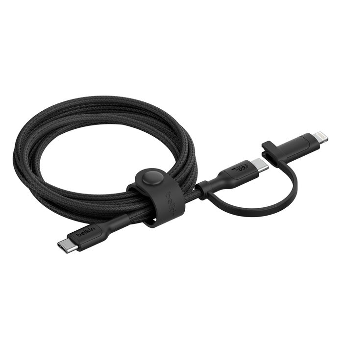 Belkin BoostCharge Pro 2-in-1 USB-C to USB-C/ Lightning (1.5M) - Black (CAC003fq1.5MBK), 60W, 480...