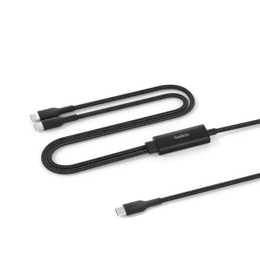 Belkin BoostCharge Pro Braided USB-C to Dual USB-C Cable (1.5M) - Black (CAC004fq1.5MBK), 140W, 4...