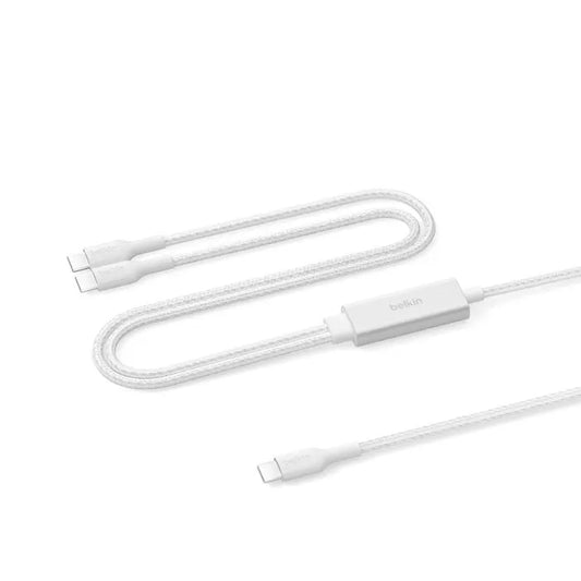 Belkin BoostCharge Pro Braided USB-C to Dual USB-C Cable (1.5M) - White (CAC004fq1.5MWH), 140W, 4...