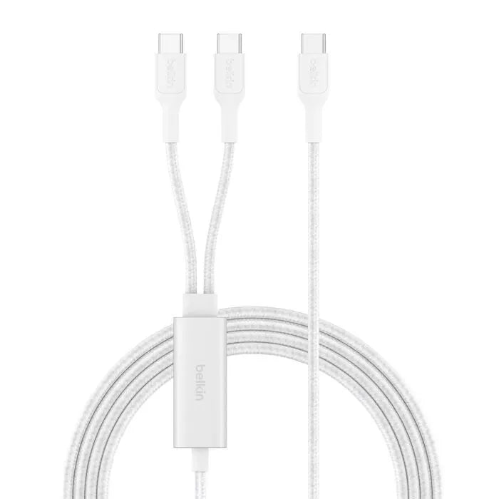 Belkin BoostCharge Pro Braided USB-C to Dual USB-C Cable (1.5M) - White (CAC004fq1.5MWH), 140W, 4... - Image 2