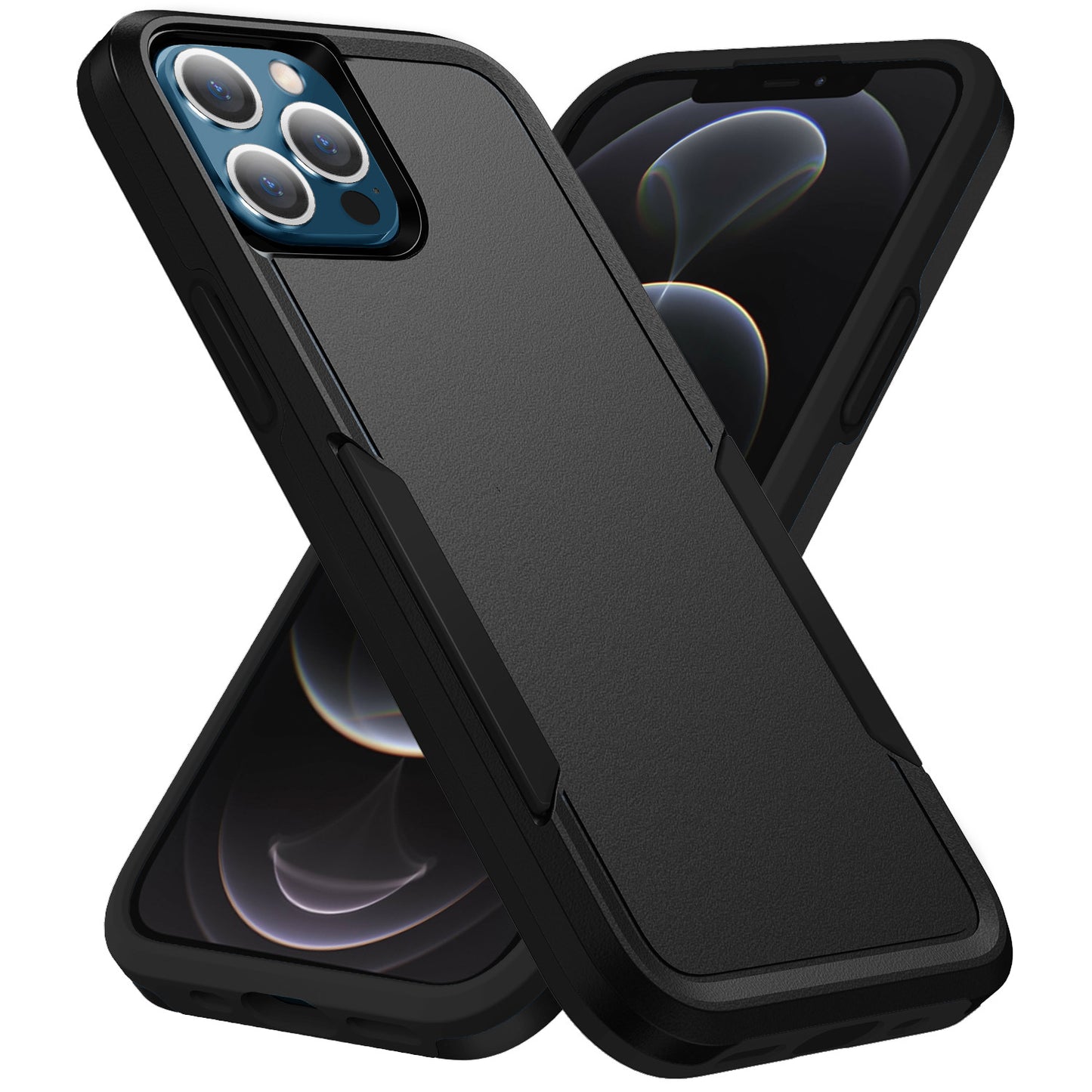 Phonix Apple iPhone 12 Pro Max Armor Light Case Black - Two Tough Layers, Port Covers, No Slip Gr...