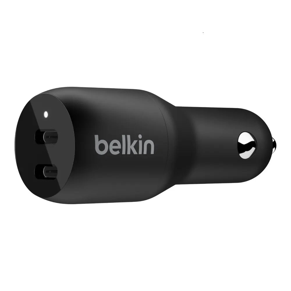 Belkin BoostCharge Dual 36W USB-C Car Charger - Black(CCB002btBK), 2xUSB-C(18W),Safe  Optimized,B...