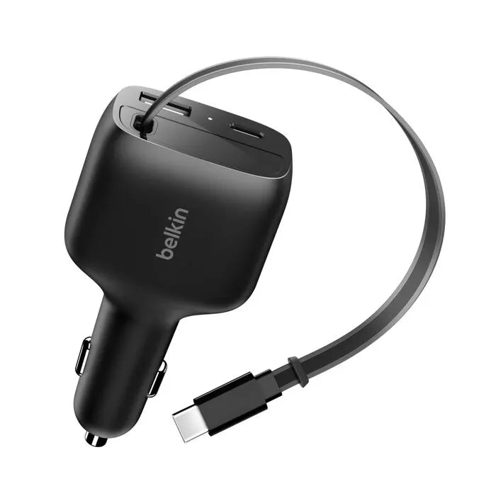 Belkin BoostCharge 75W Retractable Car Charger - Black (CCC001fqBK), Fast Charge, Retractable Cab... - Image 4