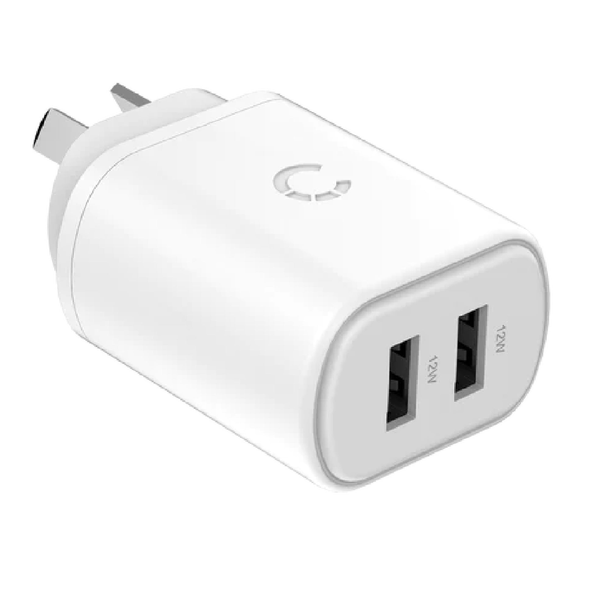 Cygnett PowerPlus 12W Dual Port Wall Charger - White (CY3671PDWLCH), 2x USB-A (12W), Lightweight...