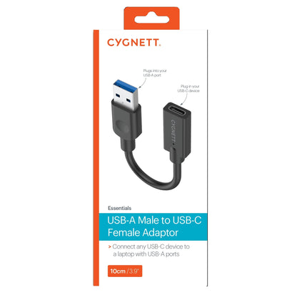 Cygnett Essentials USB-A Male to USB-C Female (10CM) Cable Adapter - Black(CY3321PCUSA),5GBPS Fas... - Image 2