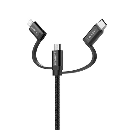 Cygnett Essentials 3-in-1 (USB-A to Lightning + USB-C + Micro-USB) Cable (1M) - Black (CY3571COCA... - Image 3
