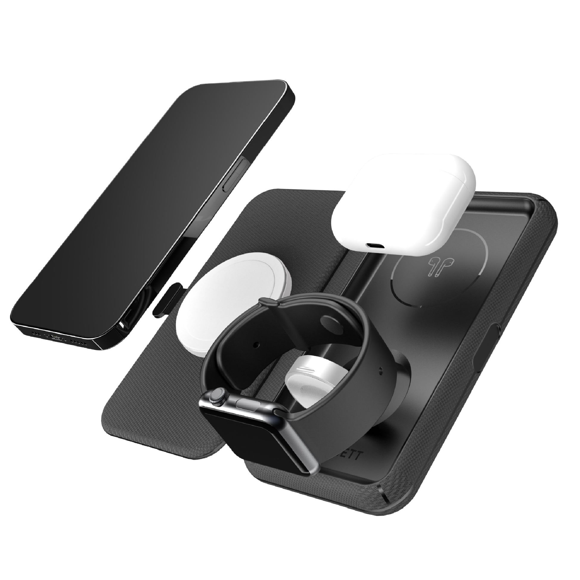 Cygnett MagTravel 15W 3-in-1 Wireless Charger - BlacK (CY4530WIRDE),MagSafe  Qi2 Compatible,1M US... - Image 2