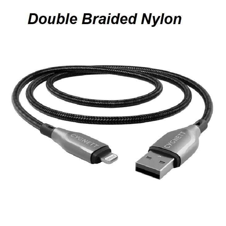Cygnett Armoured Braided Lightning to USB-A (2.0) (2M) Cable - Black (CY4660PCCAL), 2.5A/12W, 480... - Image 2