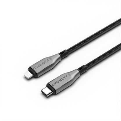 EOL Cygnett Armoured Lightning to USB-C (2.0) Cable (50cm) -Black(CY4666PCCCL),30W,Braided,480Mbp...