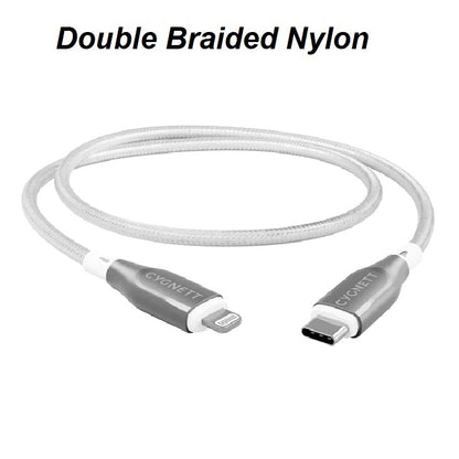 Cygnett Armoured Lightning to USB-C (2.0) Cable (1M) -White(CY4668PCCCL),30W,Braided, 480Mbps Tra... - Image 2