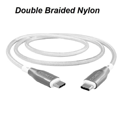 Cygnett Armoured Braided USB-C to USB-C (2.0) Cable (2M) - White (CY4677PCTYC), 5A/100W, 480Mbps,... - Image 2