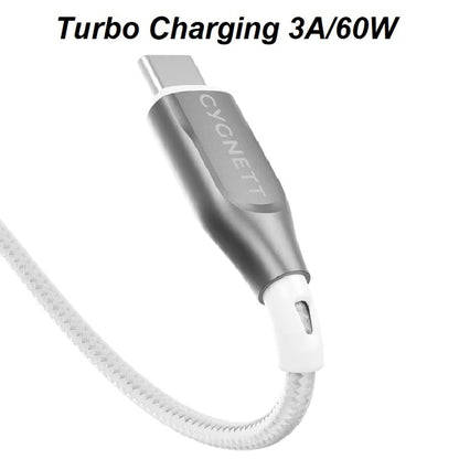 Cygnett Armoured Braided USB-C to USB-A (2.0) Cable (1M) - White (CY4682PCUSA), 3A/60W, 480Mbps,... - Image 4