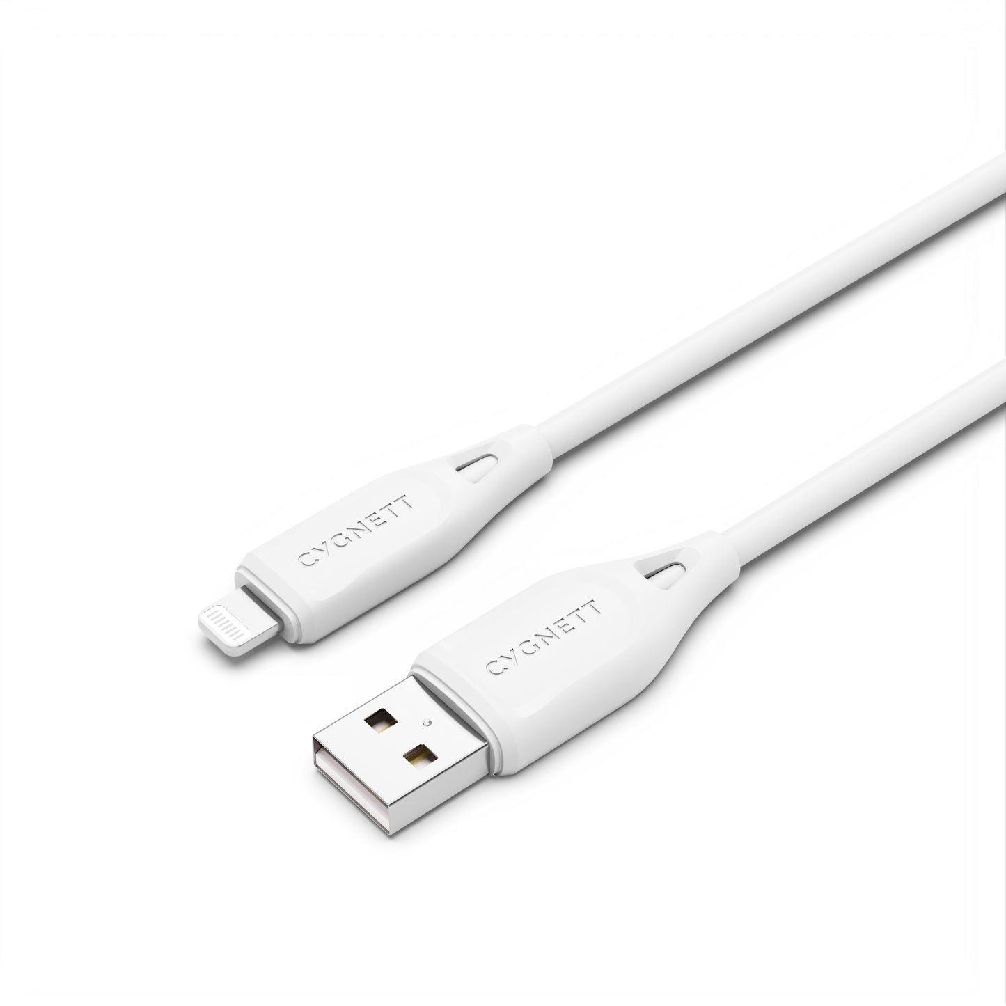 Cygnett Essentials Lightning to USB-A (2.0) Cable (1M) - White (CY4700PCCAL), 2.4A/12W, 480Mbps,...