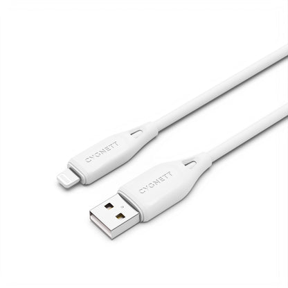 Cygnett Essentials Lightning to USB-A (2.0) Cable (1M) - White (CY4700PCCAL), 2.4A/12W, 480Mbps,...