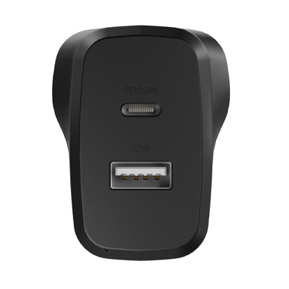 Cygnett PowerPlus 32W Dual Port (20W USB-C + 12W USB-A) PD Fast Wall Charger-Black(CY4773PDWCH),P... - Image 2