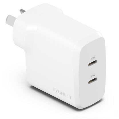Cygnett PowerPlus 35W Dual Port USB-C PD Fast Wall Charger -White(CY4774PDWCH),2xUSB-C(35W), Best...