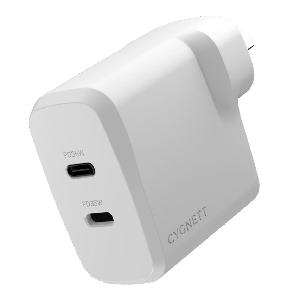 Cygnett PowerPlus 35W Dual Port USB-C PD Fast Wall Charger -White(CY4774PDWCH),2xUSB-C(35W), Best... - Image 3