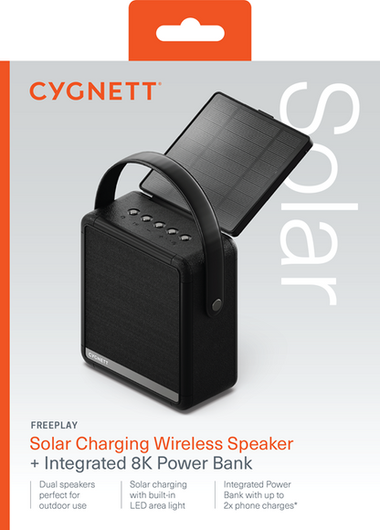 Cygnett FreePlay Solar Charging Wireless Speaker  8K Power Bank - Black(CY4968SOSPE),Dust  Water... - Image 4